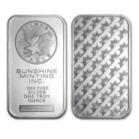 American 1 oz Sunshine Minting Silver Bar. Silver Bullion No Magnetic Silvering Bar
