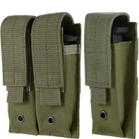Molle Double Pistol Mag Pouch Single Double Stack Magazine for 9mm/.40 Calibers Glock S&amp;W M&amp;P, Sig 226/229 and Springfield 1911