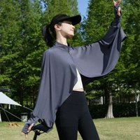 冰絲防曬衣披肩袖套一體斗篷女夏季短款薄外套騎車防紫外線防曬服