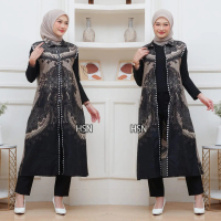 Outer Batik Kardigan Batik Resleting Depan Baju Muslim Outer  Cardigan Vintage Long Long Cardigan  D