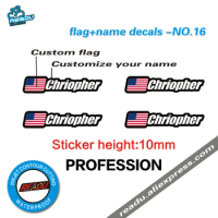 Flag and name sticker mountain bike frame logo personal name decals custom rider ID sticker NO.16