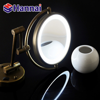 現貨清出單品 LED化妝圓鏡 壁挂折疊伸縮發光浴室鏡
