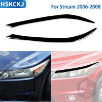For Honda Stream 2006 2007 2008 Accessories Car Black Plastic Exterior Light Eyebrow Trim Sticker Decoration