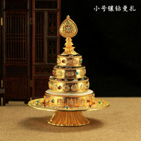 曼扎盤 藏傳佛教密宗供佛用品合金雕花八吉祥曼茶羅曼達盤 小號