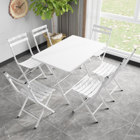 室內咖啡桌椅組合一桌二椅簡約圓桌折疊椅三五件套鐵藝小桌子椅子