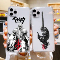 Berserk Comics Cool For iPhone 15 14 13 12 11 Pro Max XS Max X XR 7 8 Plus 6S 5S Shockproof Transparent Phone Case