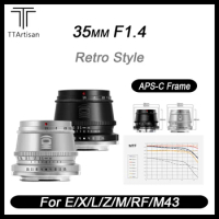 TTArtisan 35mm F1.4 Large Aperture APS-C Retro Style Manual Focus Lens for Nikon Z Sony E Canon RF/EF-M Fuji X M4/3 L-Mount