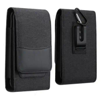 Nylon Cloth Phone Leather Pouch For Xiaomi Redmi K70E Pro Flip Card Wallet Waist Bag For Redmi K60 Ultra K50i K40 Gaming K30S 5G