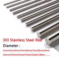 2Pcs - 5pcs 303 Stainless Steel Rod 2mm 3mm 4mm Linear Shaft Rods Metric Round Bar Ground 100mm - 500mm Length