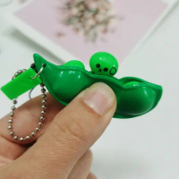 keychain edamame Kawaii Squishy Peas In A Pod Keyring Edamame Keychain Cute Mochi Bean Fidget Toy Gift
