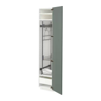 METOD/MAXIMERA 高櫃附清潔用品收納架, 白色/bodarp 灰綠色, 40x60x200 公分