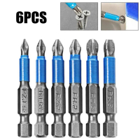 ชุดดอกไขควงกันลื่น 6 ชิ้น สำหรับไฟฟ้า แรงกระแทก 50 มม. มี PH1/PH2/PH3/สำหรับ PZ1/สำหรับ PZ2/PZ3