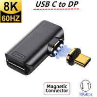 cablecc Magnetic Angled Type USB-C Type C to DP Displayport Monitor Converter Adapter 4K 8K 60hz for Tablet &amp; Phone &amp; Laptop