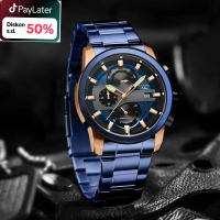 DISKON  Cristiano Aillen Jam Tangan Pria Analog 8889 Rantai Stainless Steel Chronograph Kaca Sapphir