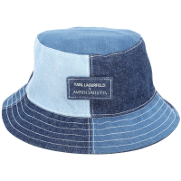 Karl Lagerfeld X Amber Valletta聯名 牛仔布拼接棉質漁夫帽(藍色)