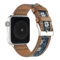 uhgbsd Band For Apple Watch Straps AppleWatch 8-1 Leather Strap IWatch 7 40 41 42 44 45 49mm Simple Canvas