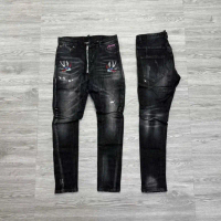 Quần Jeans Likeauth ĐEN XÁM Fom Biker THÊU ÉN Mã 205