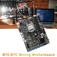 B75 12 Card USB-BTC Mining Motherboard CPU+2X 4G DDR3 Memory+120G SSD+Cooling Fan+Thermal Pad LGA1155 DDR3 MSATA VGA ETH