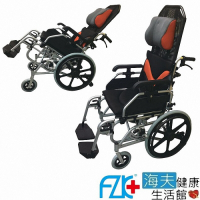 海夫健康生活館 FZK 傾舒芙 頭靠 空中傾倒 移位 輪椅 18吋座寬 16吋後輪_AC1816