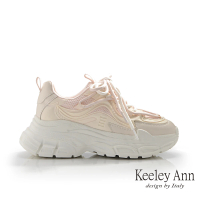 【Keeley Ann】雙色鞋帶輕量老爹鞋(粉紅色426822756-Ann系列)