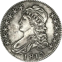 1813 United States 50 Cents ½ Dollar Liberty Eagle Capped Bust Half Dollar Cupronickel Plated Silver White Copy Coin