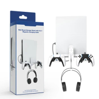 Wall Mount For Playstation 5 Game Host Rack Storage Holder Stand Space Saving Gamepad Headset Bracket for PS VR2 Console/Headset