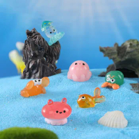 4pcs/Set Figurine Miniature Cute Marine Animals Fish Ornaments For Home Decor Fish Tank Aquarium Accessories Decorations