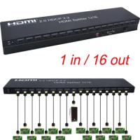 4K 60Hz HDMI 2.0 1x16 HDMI Splitter Distributor Support 1x6 1x10 1x8 1080P Video Converter 1 Device to 6 8 10 12 16 TV Monitors