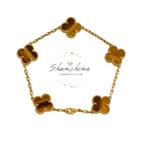Shanshine Four Leaf Clover Bracelet (Tiger Eye stone)