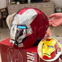 Hot Marvel Iron Man Autoking 1/1 Mk5 Helmet Remote And Voice Control Iron Man Automatic Helmet Mask With Led Light Figure Toys