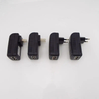 Penyuntik Bekalan Kuasa POE, Palam Penyesuai AC 220V, DC 12V, 2A, 48V, 0.5A, 24v, 1A, 15V, 1A, 24W,