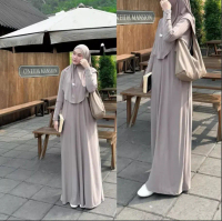 Gamis Mecca Abaya Set Kerudung Gamis Syar'i Terbaru Bahan Jersey Premium Abaya Umroh Busui Friendly