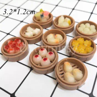2pcs Dollhouse Miniature food Chinese Dim Sum Pretend food blyth bjd Dollhouse Decor Kitchen toys