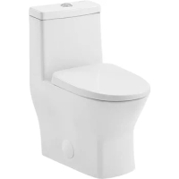 24" Length One Piece Toilet Dual Flush 1.1/1.6 GPF with Side Holes Glossy White Toilets Bathroom Items Folding Cleaning Parts