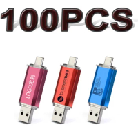 Hot Selling USB2.0 USB Flash Drive 100PCS 128GB 64GB 32GB 16GB 8GB Pen Drive Smartphone Pendrive TYPE-C USB Flash Drive