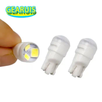 100pcs T10 Ceramic 3 SMD 2835 LED Light Bulb W5W Standard car side marker light signal Tail Light Parking Light Interior Light