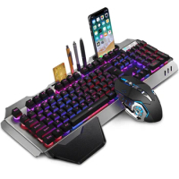 Mechanical Backlit Wireless Keyboard Mouse Set ,Wireless Keyboard And Mouse Set Rechargeable Keyboard And Mouse With 4 DPI