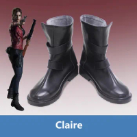 Biohazard 2 Claire Redfield Cosplay Costume Shoes Black Handmade Boots