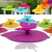 Silicone Butterfly + Leaves Glass Ceramic Plastic Mug Cap Colorful Lovely Cup Lid Seal Lid Cup Seals Cup Cover
