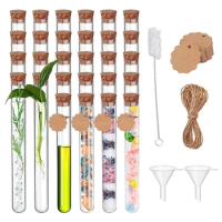 30 Piece Test Tube Plastic 20Ml Test Tubes With Cork With Kraft Paper Attachment(150X16mm) For Flowers