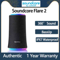 Original Anker Soundcore Flare 2 Wireless Bluetooth Speaker Portable IPX7 Waterproof Sports 360 Sound for Backyard Party, 20W
