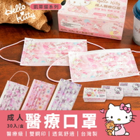 [Sanrio三麗鷗] KITTY凱蒂貓 成人 醫療口罩 正版授權(30入/盒) [現貨]