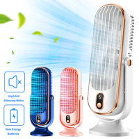 Air Cooling Fan USB Rechargeable 1800mAh Tower Table Fan 5 Speeds Refrigeration Air Conditioning Fan Brushless Motor LED Display