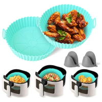 2Pcs Air Fryers Silicone Pot Non Liners Baking Tray Basket Dishwasher Safe