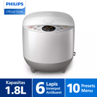 Philips Philips Digital Rice Cooker / Magic Com HD4515/30 1.8 L Lapisan Bakuhanseki Anti Lengket Anti Baret Paling Awet, Abu, 10 menu, multifungsi