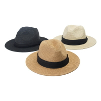 草帽爵士帽-簡約織帶裝飾巴拿馬帽男女帽子3色74bw4【獨家進口】【米蘭精品】