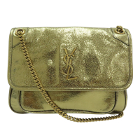 【二手名牌BRAND OFF】SAINT LAURENT YSL 聖羅蘭 金色 牛皮 NIKI 肩背包