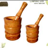 Lumpang kayu mahoni besar dan kecil untuk menumbuk apa saja kitchenware kayu mahoni ukir