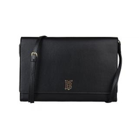 【BURBERRY 巴寶莉】BURBERRY PAXTON金字TB LOGO牛皮釦式斜背包(黑)