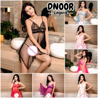 DNOOR Lingerie Babydoll Renda Transparan – Baju Tidur Lace Tipis + CD